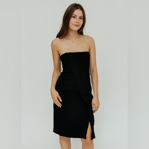 NWT Anine Bing Halle Midi Black Dress Strapless Size L - Picture 6 of 13